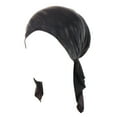 thumbnail image 1 of NMMUED Pre-tied African Turbans for Women Scarf Tail Beanie Chemo Cap Hair Loss Head Wrap Modest Headwear Black One Size, 1 of 4
