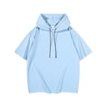 thumbnail image 1 of NMMUED Quick Dry Short Sleeve Hoodie Women Casual Lightweight Pullover Sweatshirt Drawstring Athletic Workout Tops Summer Activewear Sky Blue L, 1 of 6