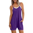 thumbnail image 1 of NMMUED Short Rompers for Women Casual Romper One Piece Jumpsuits for Women Overalls for Women Loose Fit Womens Rompers for Summer, Dark Purple L, 1 of 7