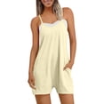 thumbnail image 1 of NMMUED Short Rompers for Women Casual Romper One Piece Jumpsuits for Women Overalls for Women Loose Fit Womens Rompers for Summer, Light Yellow S, 1 of 7
