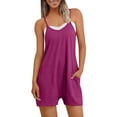 thumbnail image 1 of NMMUED Short Rompers for Women Casual Romper One Piece Jumpsuits for Women Overalls for Women Loose Fit Womens Rompers for Summer, Purple XL, 1 of 7