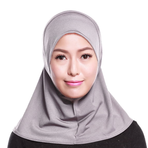 NMMUED Short Slip-on Hijab Ninja Underscarf for Women Modest Neck Cover Solid Color Inner Hijab Cap Gray One Size