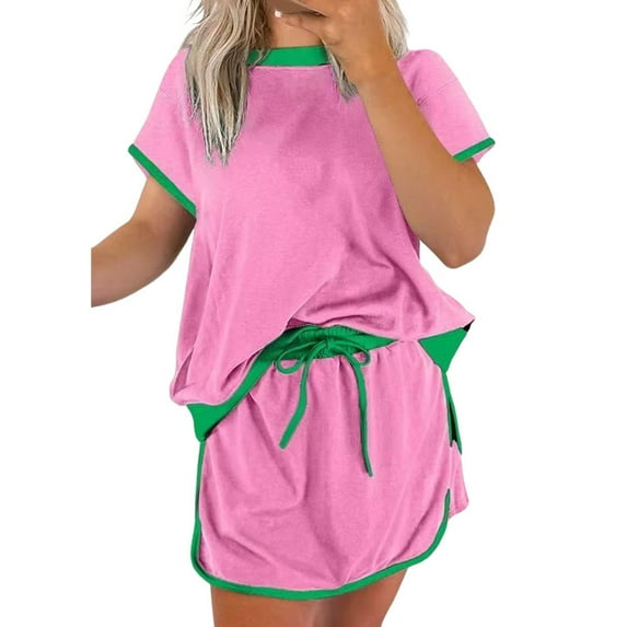 NMMUED Skirt Sets Women 2 Piece Outfits Skort Set Athleisure Sets Women Golf Skorts for Woman Athletic Sets for Women, Pink S