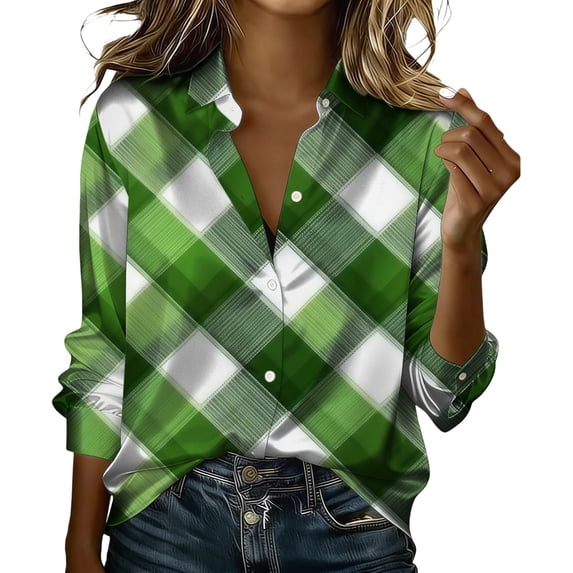 NMMUED St Patricks Day Shirts Women Shamrock Graphic Tops Business Casual Outfits for Women Holiday Shirt Irish Clothing Womens Button Down Blouse Womens St Patrick's Day Outfit Blue M