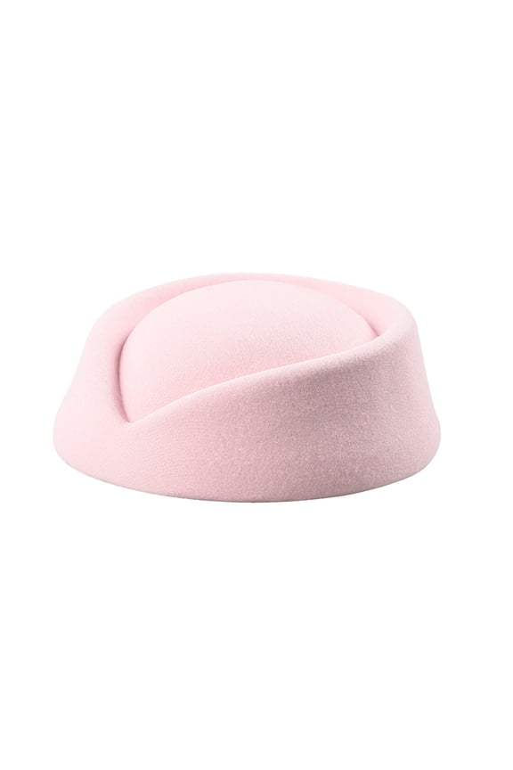 Stewardess Pillbox Hat Fascinator Base Cap Wool Air Hostesses Pillbox Hat Cocktail Fascinator Base for Ladies Pink One Size