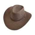 thumbnail image 1 of NMMUED Straw Cowboy Hat for Women and Men, Western Cattleman Style, Wide Brim Coffee One Size, 1 of 7