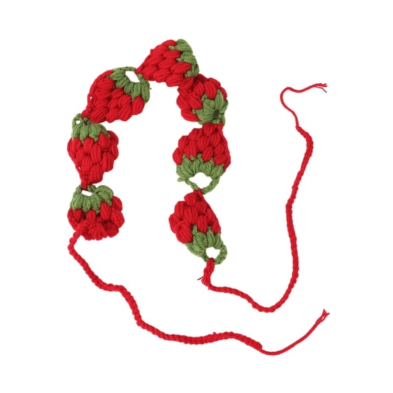NMMUED Strawberry Crochet Headband for Women Cute Fruit Hair Bandana Kawaii Knit Triangle Scarf Red One Size