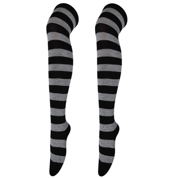 NMMUED Striped Socks, Long Socks for Women, Striped Knee High Socks, Knee High Socks for Women, Halloween Thigh High Stockings, Long Striped Socks, Thigh High Socks for Women, Dark Gray One Size