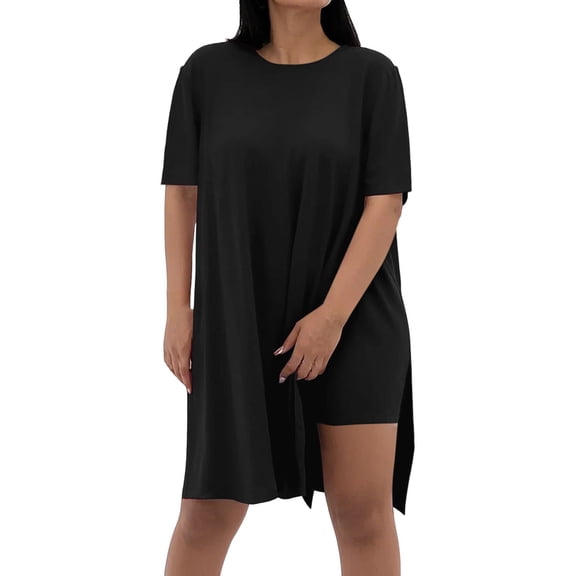 NMMUED Summer Sets Women 2 Piece Outfits Lounge Sets for Women 2 Piece Sets for Women Summer Track Suits for Women Set Oversized Shirt and Biker Short Set, Black XXL