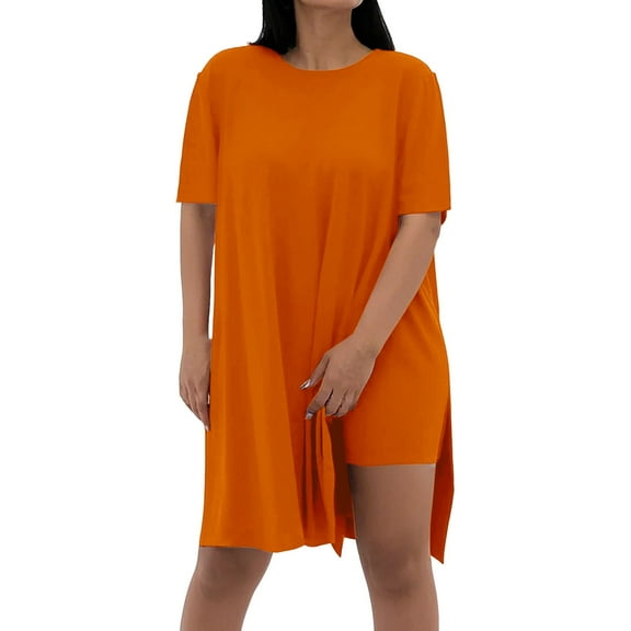 NMMUED Summer Sets Women 2 Piece Outfits Lounge Sets for Women 2 Piece Sets for Women Summer Track Suits for Women Set Oversized Shirt and Biker Short Set, Orange XXL