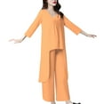 thumbnail image 1 of NMMUED Summer Two Piece Sets for Women Linen Outfits Women 2 Piece 2 Piece Lounge Set Women Gauze Sets for Women 2 Piece Matching Sets Women Clothing, Orange XXL, 1 of 5
