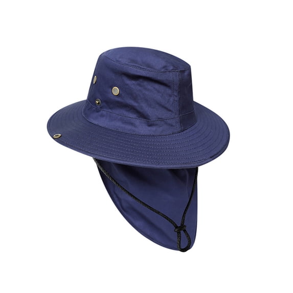 NMMUED Sun Hats for Men Women Fishing Hat Upf 50+ Breathable Wide Brim Bucket Hats Summer Uv Protection Safari Hat with Neck Flap Navy One Size