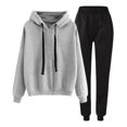 thumbnail image 1 of NMMUED Sweat Set Sweatsuits Women 2 Piece Outfit Hoodie Set Two Piece Sets for Women Fall Women's Athletic Clothing Sets, Gray M, 1 of 8