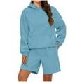 thumbnail image 1 of NMMUED Sweat Set for Women Athleisure Sets Women Sweat Shorts Sets Track Suits for Women Set Oversized Casual Fleece Hoodie Sets, Light Blue L, 1 of 7