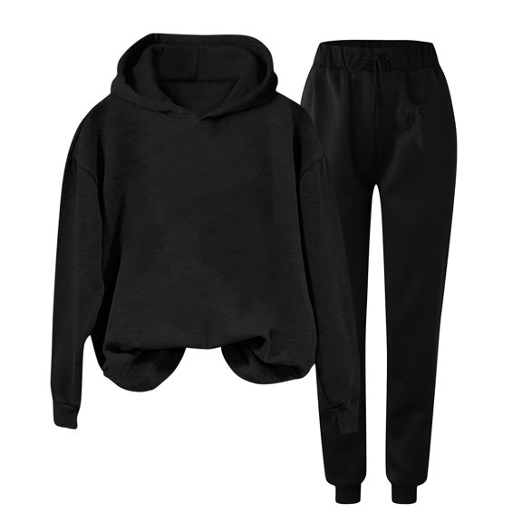 NMMUED Sweat Set for Women Sweatsuits Women 2 Piece Outfit Hoodie and Sweatpants Set for Women Fall Outfits Jogger Sets for Women 2 Piece, Black XXL