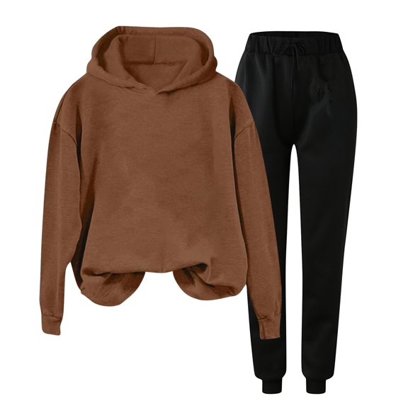 NMMUED Sweat Set for Women Sweatsuits Women 2 Piece Outfit Hoodie and Sweatpants Set for Women Fall Outfits Jogger Sets for Women 2 Piece, Coffee S