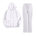 thumbnail image 1 of NMMUED Sweat Set for Women Tracksuit for Women Hoodie and Sweatpants Set for Women Fall Outfits Jogger Sets for Women 2 Piece, White M, 1 of 2