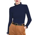 thumbnail image 1 of NMMUED Sweaters for Women Fitted Sweaters for Women Mock Neck Sweater Women Knit Sweater for Women Pullover Sweaters for Women, Navy S, 1 of 7
