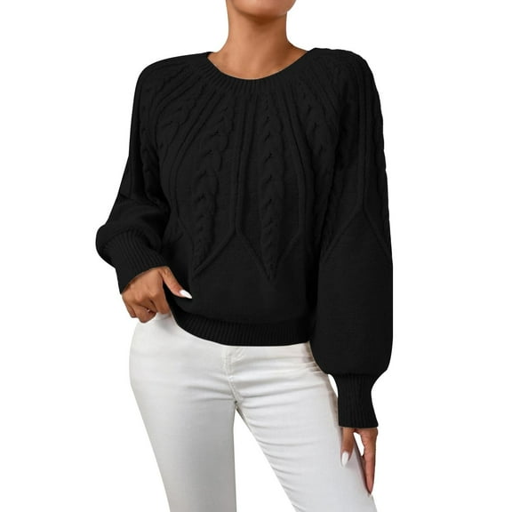 NMMUED Sweaters for Women Pullover Sweaters for Women Knit Sweater for Women Cable Knit Sweater Women, Black M