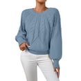 thumbnail image 1 of NMMUED Sweaters for Women Pullover Sweaters for Women Knit Sweater for Women Cable Knit Sweater Women, Blue M, 1 of 8