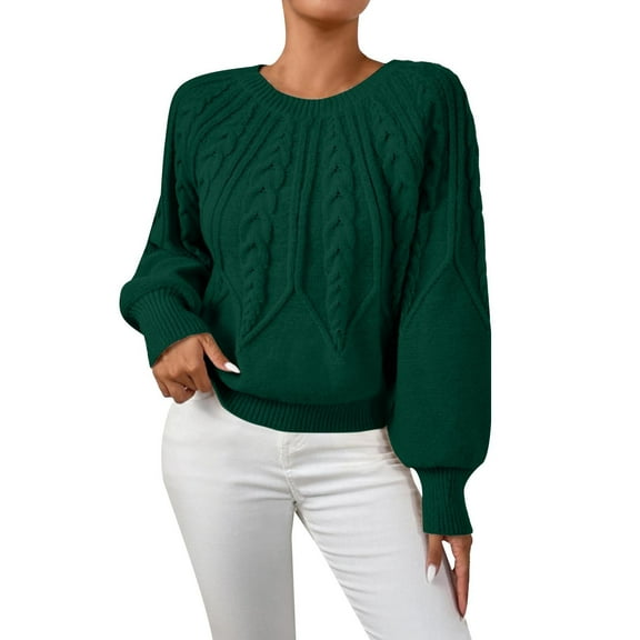 NMMUED Sweaters for Women Pullover Sweaters for Women Knit Sweater for Women Cable Knit Sweater Women, Green 3 XL