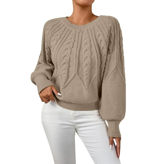 NMMUED Sweaters for Women Pullover Sweaters for Women Knit Sweater for Women Cable Knit Sweater Women, Khaki M