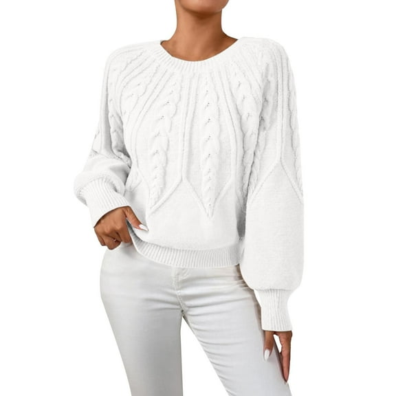 NMMUED Sweaters for Women Pullover Sweaters for Women Knit Sweater for Women Cable Knit Sweater Women, White XL