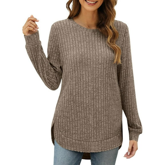 NMMUED Sweaters for Women Pullover Sweaters for Women Knit Sweater for Women Winter Sweaters for Women, Coffee L