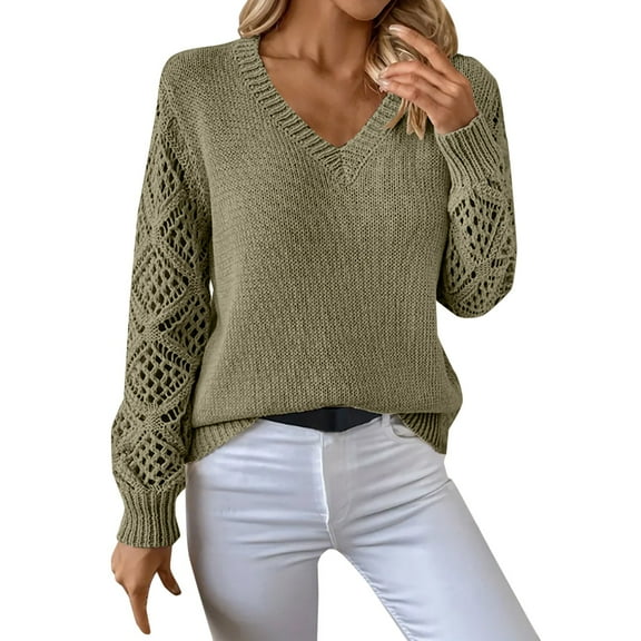 NMMUED Sweaters for Women Pullover Sweaters for Women V Neck Sweaters for Women Knit Sweater for Women, Green L