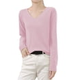 thumbnail image 1 of NMMUED Sweaters for Women Pullover Sweaters for Women V Neck Sweaters for Women Knit Sweater for Women, Pink L, 1 of 4