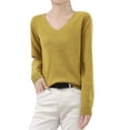 thumbnail image 1 of NMMUED Sweaters for Women Pullover Sweaters for Women V Neck Sweaters for Women Knit Sweater for Women, Yellow L, 1 of 4