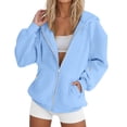 thumbnail image 1 of NMMUED Travel Jacket, Gym Hoodie, Zip Up Sweatshirt Women, Workout Hoodie, Jackets for Women, Light Blue S, 1 of 7