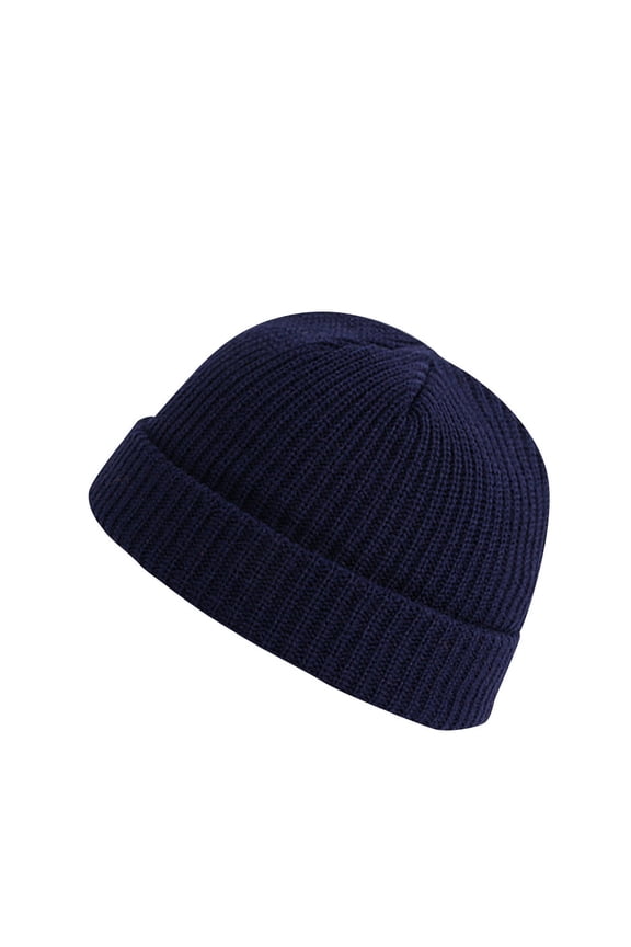 Trawler Beanie Watch Hat Roll Up Edge Skullcap Fisherman Beanie Unisex Dark Blue