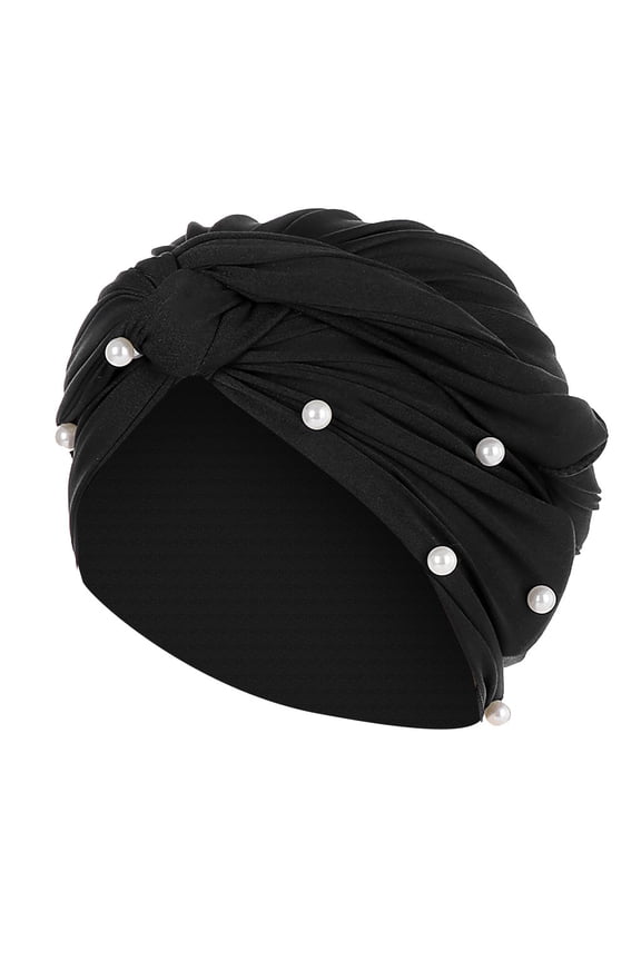 Turban for Black Women African Cap Head Wraps Headscarf Beanie Wrap Black One Size