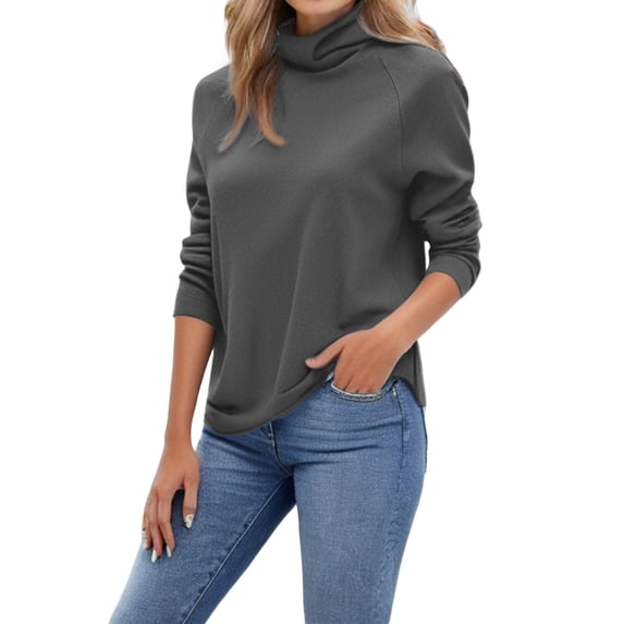 NMMUED Turtleneck Sweater Women Pullover Sweaters for Women Lightweight Sweaters for Women Knit Sweater for Women Loose Sweaters for Women, Dark Gray XL