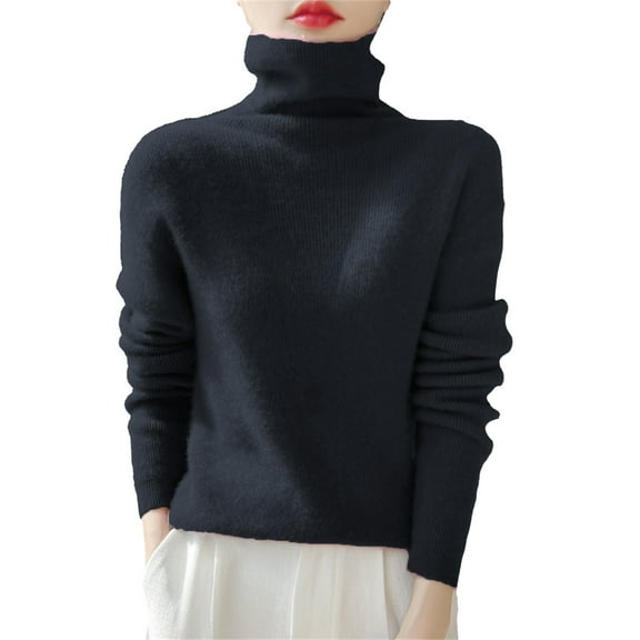 NMMUED Turtleneck Sweater Women Pullover Sweaters for Women Knit Sweater for Women Fitted Sweaters for Women, Black XXL