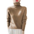 thumbnail image 1 of NMMUED Turtleneck Sweater Women Pullover Sweaters for Women Knit Sweater for Women Fitted Sweaters for Women, Gold L, 1 of 7