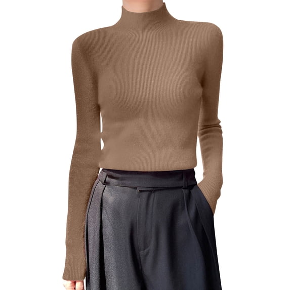 NMMUED Turtleneck Sweater Women Pullover Sweaters for Women Knit Sweater for Women Fitted Sweaters for Women, Gold M