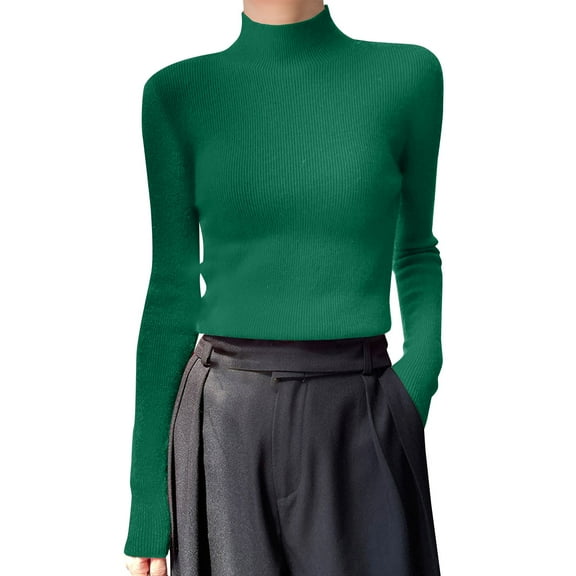 NMMUED Turtleneck Sweater Women Pullover Sweaters for Women Knit Sweater for Women Fitted Sweaters for Women, Green XL