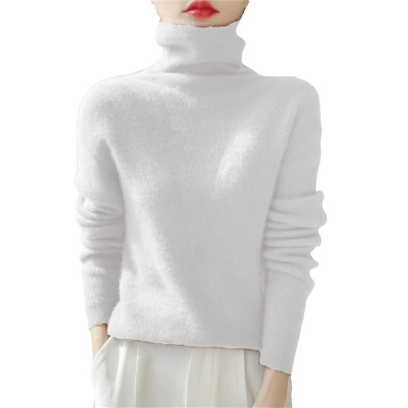 NMMUED Turtleneck Sweater Women Pullover Sweaters for Women Knit Sweater for Women Fitted Sweaters for Women, White XXL