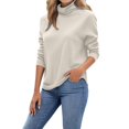 thumbnail image 1 of NMMUED Turtleneck Sweater Women Pullover Sweaters for Women Lightweight Sweaters for Women Knit Sweater for Women Loose Sweaters for Women, Beige L, 1 of 7