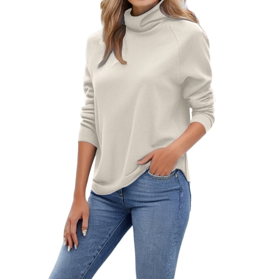 NMMUED Turtleneck Sweater Women Pullover Sweaters for Women Lightweight Sweaters for Women Knit Sweater for Women Loose Sweaters for Women, Beige L
