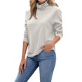 thumbnail image 1 of NMMUED Turtleneck Sweater Women Pullover Sweaters for Women Lightweight Sweaters for Women Knit Sweater for Women Loose Sweaters for Women, White M, 1 of 5