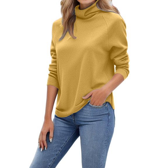NMMUED Turtleneck Sweater Women Pullover Sweaters for Women Lightweight Sweaters for Women Knit Sweater for Women Loose Sweaters for Women, Yellow L