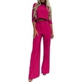 thumbnail image 1 of NMMUED Two Piece Sets for Women Going Out Pants Sets Women 2 Piece Outfits Two Piece Sets for Women Long Sleeve Matching Sets Women Clothing Travel Outfits for Women, Hot Pink XL, 1 of 9