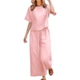 thumbnail image 1 of NMMUED Two Piece Sets for Women Summer Outfits Oversized Wide Leg Pants Lounge Sets Airport Beach Vacation Clothes Lounge Sets for Women Pink L, 1 of 6