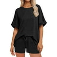 thumbnail image 1 of NMMUED Two Piece Sets for Women Summer Short Sets for Women Sweat Set for Women Athleisure Sets Women Track Suits for Women Set, Black L, 1 of 8