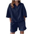 thumbnail image 1 of NMMUED Two Piece Sets for Women Summer Short Sets for Women Sweat Suit Track Suits for Women Set Athleisure Sets Women, Navy XXL, 1 of 8