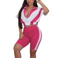 thumbnail image 1 of NMMUED Two Piece Short Set for Women Sweat Suit Workout Sets for Women Sweatshirt and Shorts Set Crop Zipper Sweatshirt and Shorts Tracksuit Set, Hot Pink XXL, 1 of 4