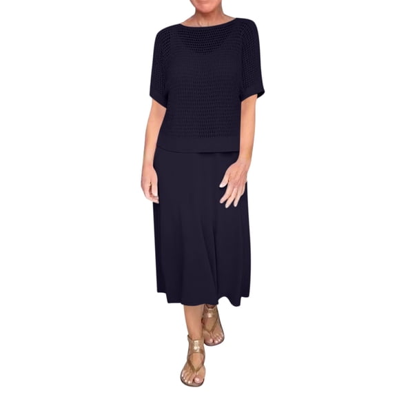 NMMUED Two Piece Skirt Set for Women Maxi Skirt Set Crochet Sets Two Piece Women Long Skirt Set Matching Skirt Set, Black L